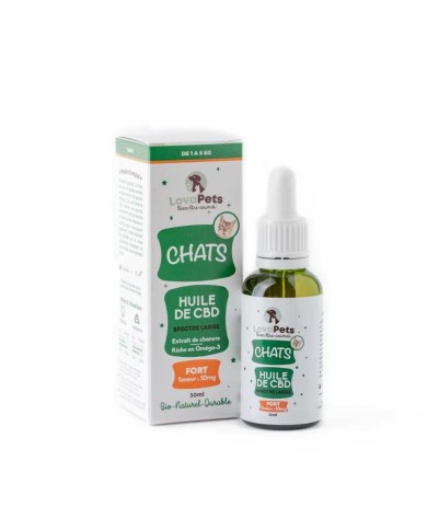 Huile CBD bio 50mg broad spectrum chat | LOVAPETS