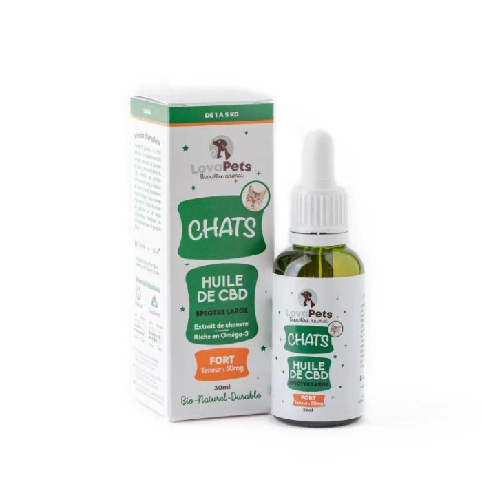Huile CBD bio 50mg broad spectrum chat | LOVAPETS