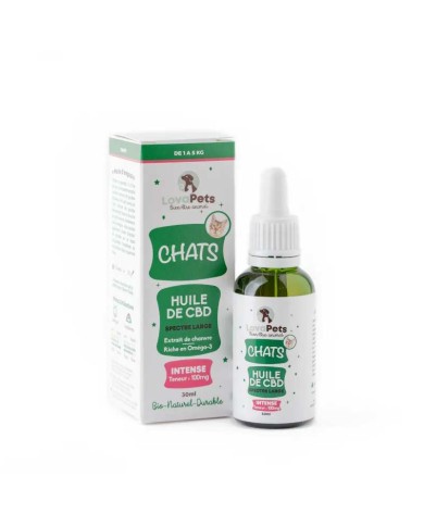 Huile CBD bio 100mg broad spectrum chat | LOVAPETS