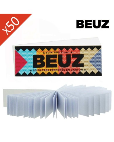 Boîte 50 Carnets Filtres Slim Tips Carton Blanc BEUZ
