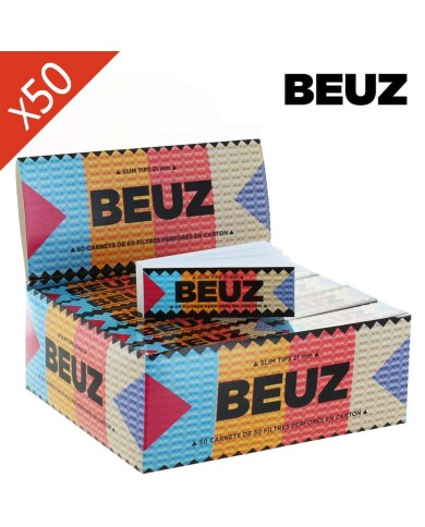 Boîte 50 Carnets Filtres Slim Tips Carton Blanc BEUZ