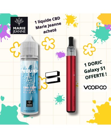 Pack E-liquide CBD Stroumfy Marie Jeanne + Doric Galaxy S1 Offerte (1500mg)