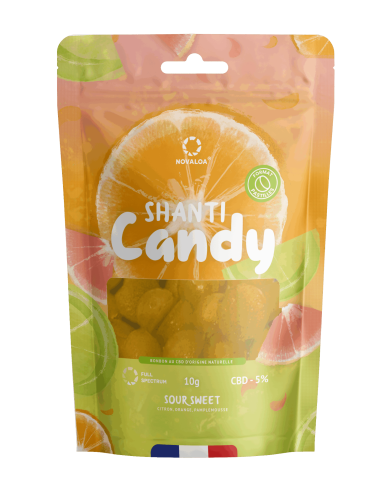 ShantiCandy Pastilles de CBD 5% Sans Sucre - Trio d'Agrumes - 10g ou 25g