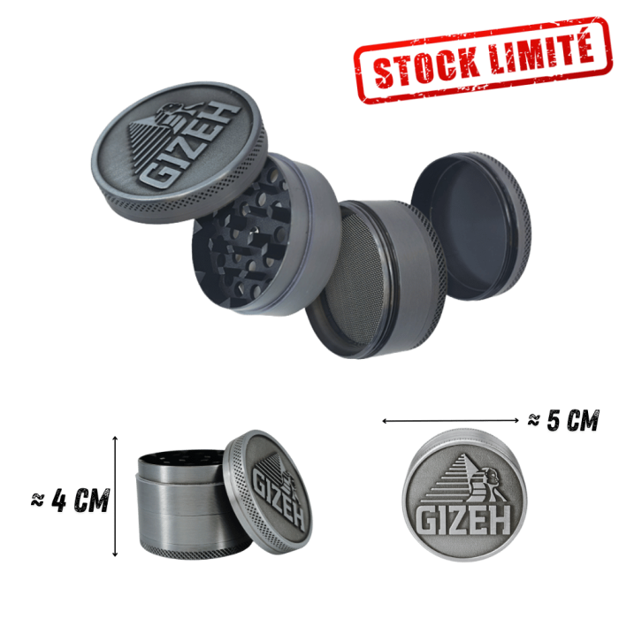 Grinder Gizeh Métal 4 Parties - Broyeur Épices et Herbes avec Raclette